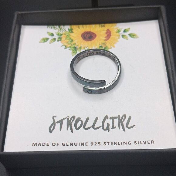 Strollgirl Jewelry - New S925 This Too Shall Pass Black Size 8 Strollgirl Ring